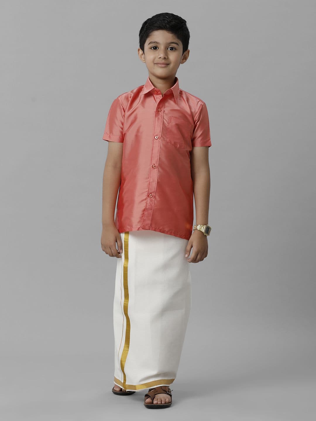 Ramraj Boys Short Sleeves Shirt with Dhoti - view 1