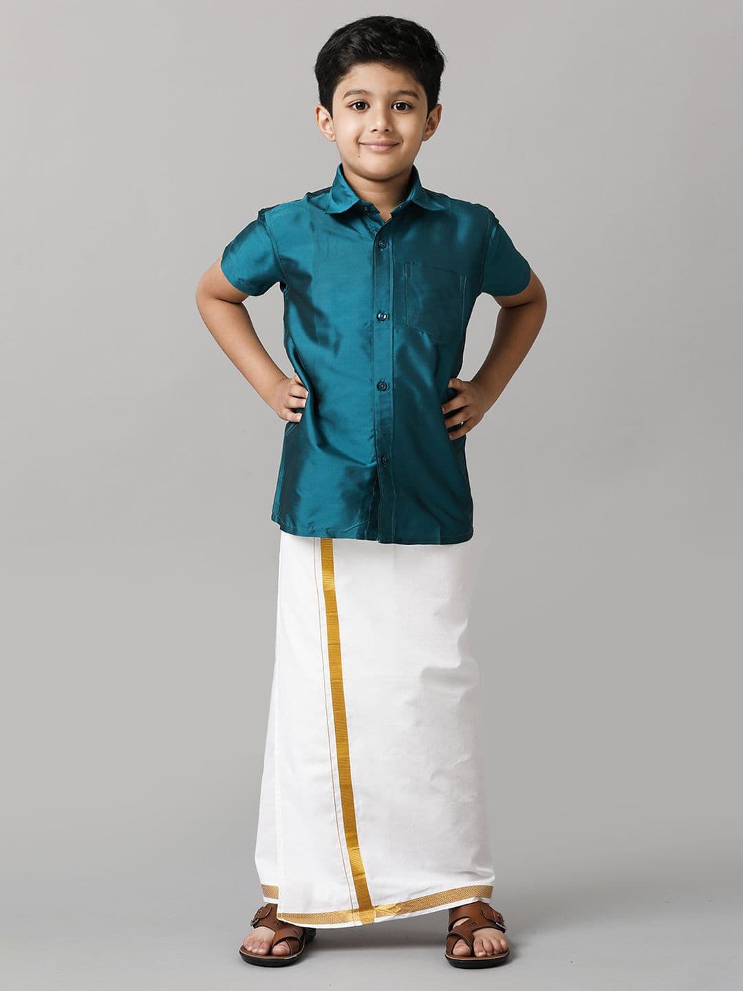 Ramraj Boys Short Sleeves Shirt with Dhoti - view 1