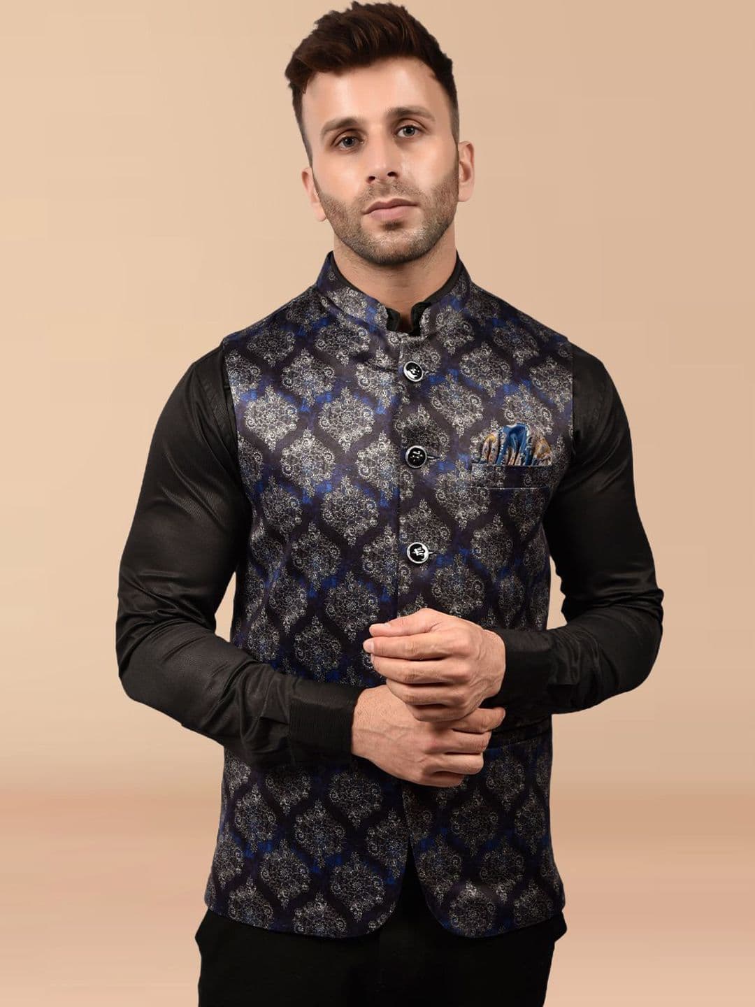 PRINTINDIA Men Sleeveless Woven Nehru Jacket - view 1