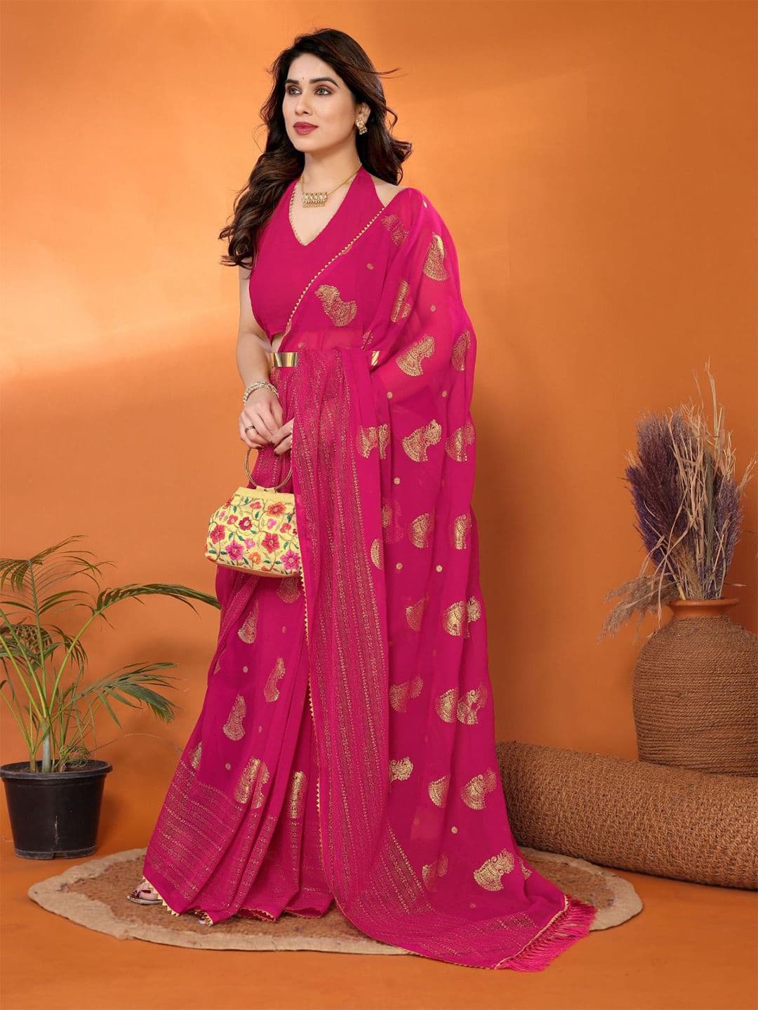 DIKONA DESIGNER Ethnic Motifs Printed Pure Georgette Saree - view 1