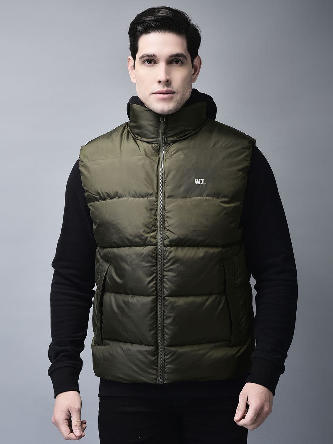 Woodland Men Mock Collar Solid Casual Puffer Jacket - view 1