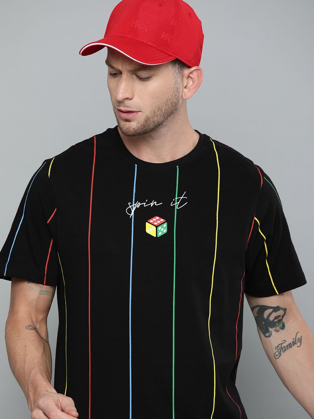 Kook N Keech Men Black Blue Pure Striped Round Neck Pure Cotton T-shirt - view 1
