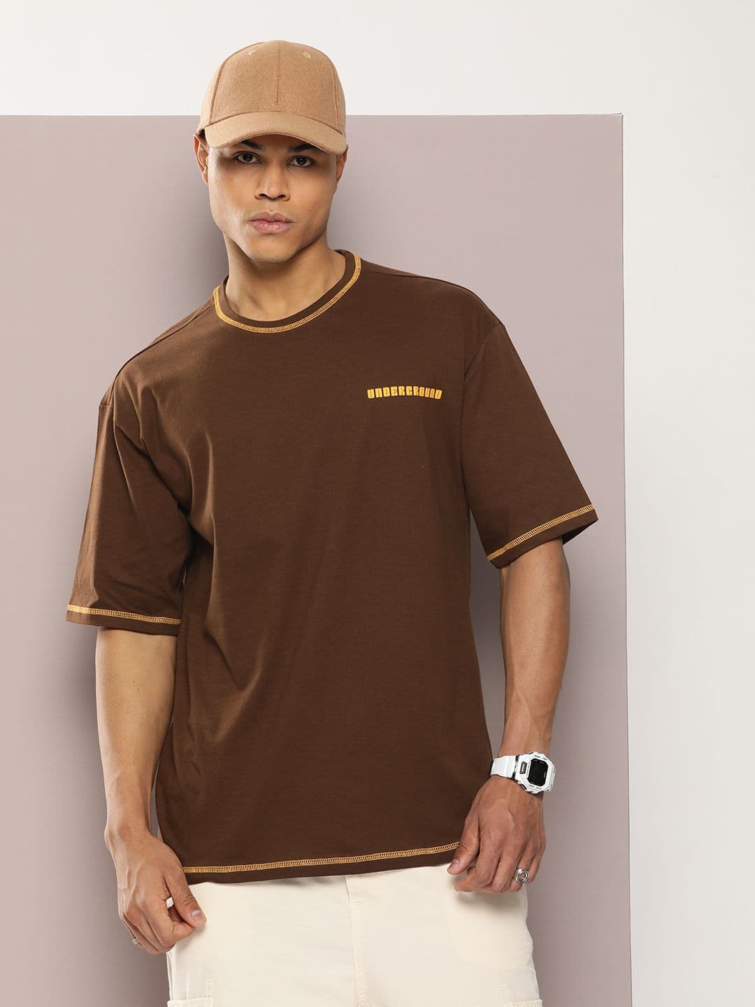 Kook N Keech Drop-Shoulder Sleeves Oversized Pure Cotton T-shirt - view 1