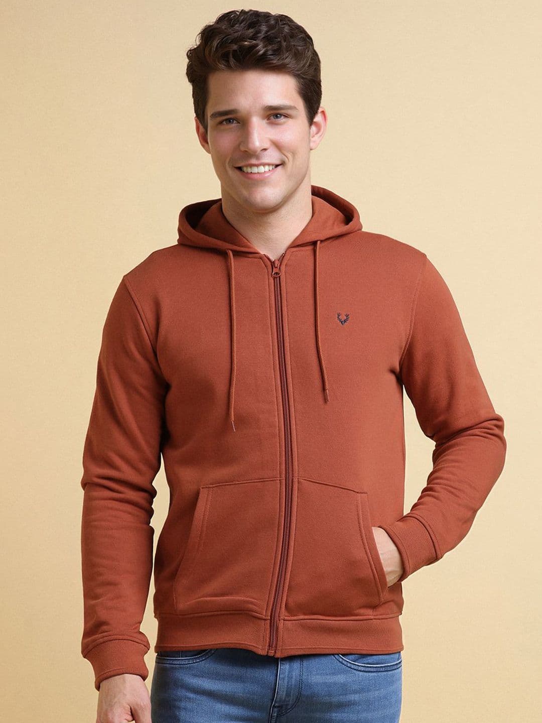 Allen Solly Men Hooded Front-Open Sweatshirt - view 1