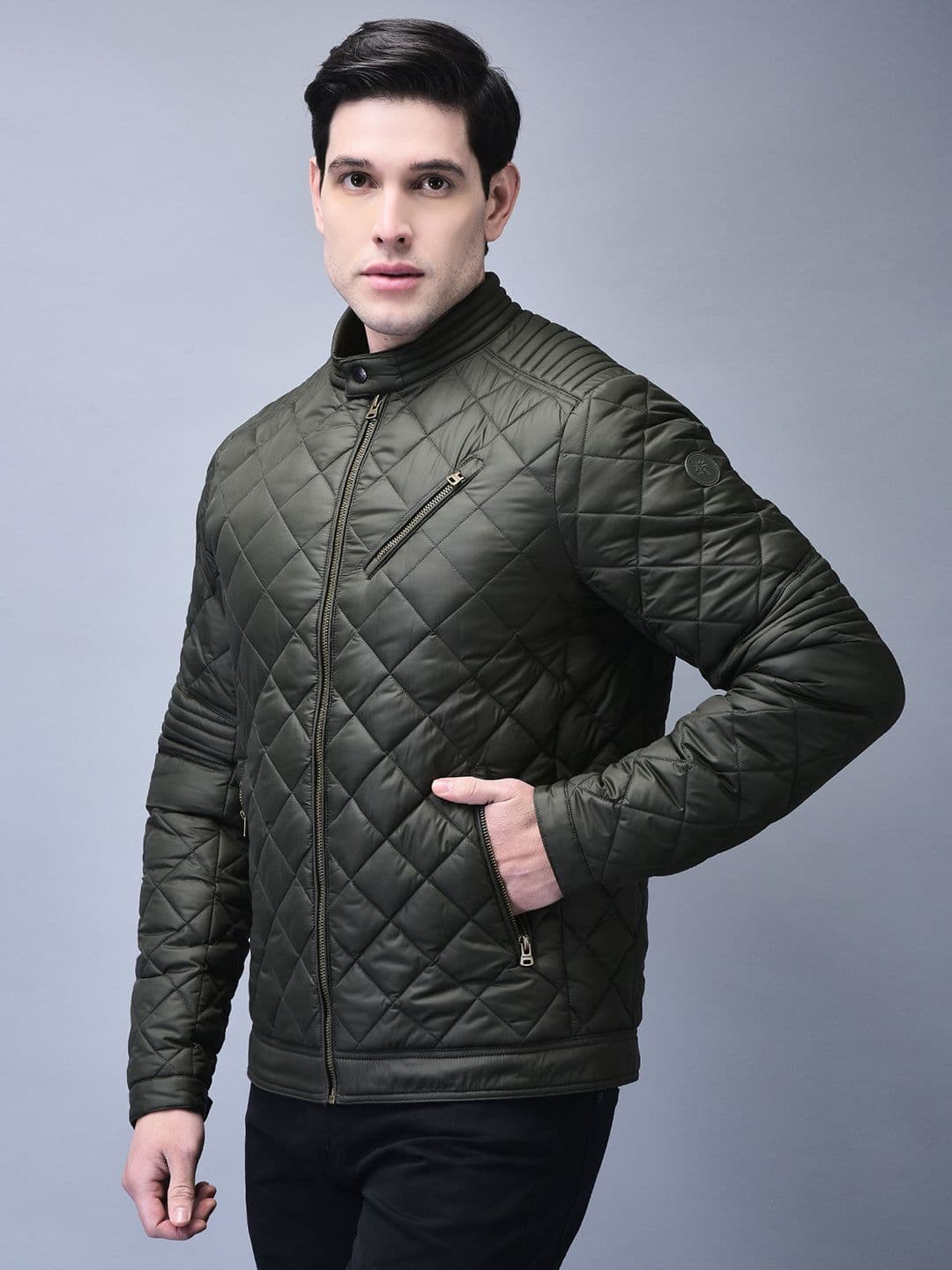 Woodland Men Mandarin Collar Solid Casual Quilted Jacket - view 1