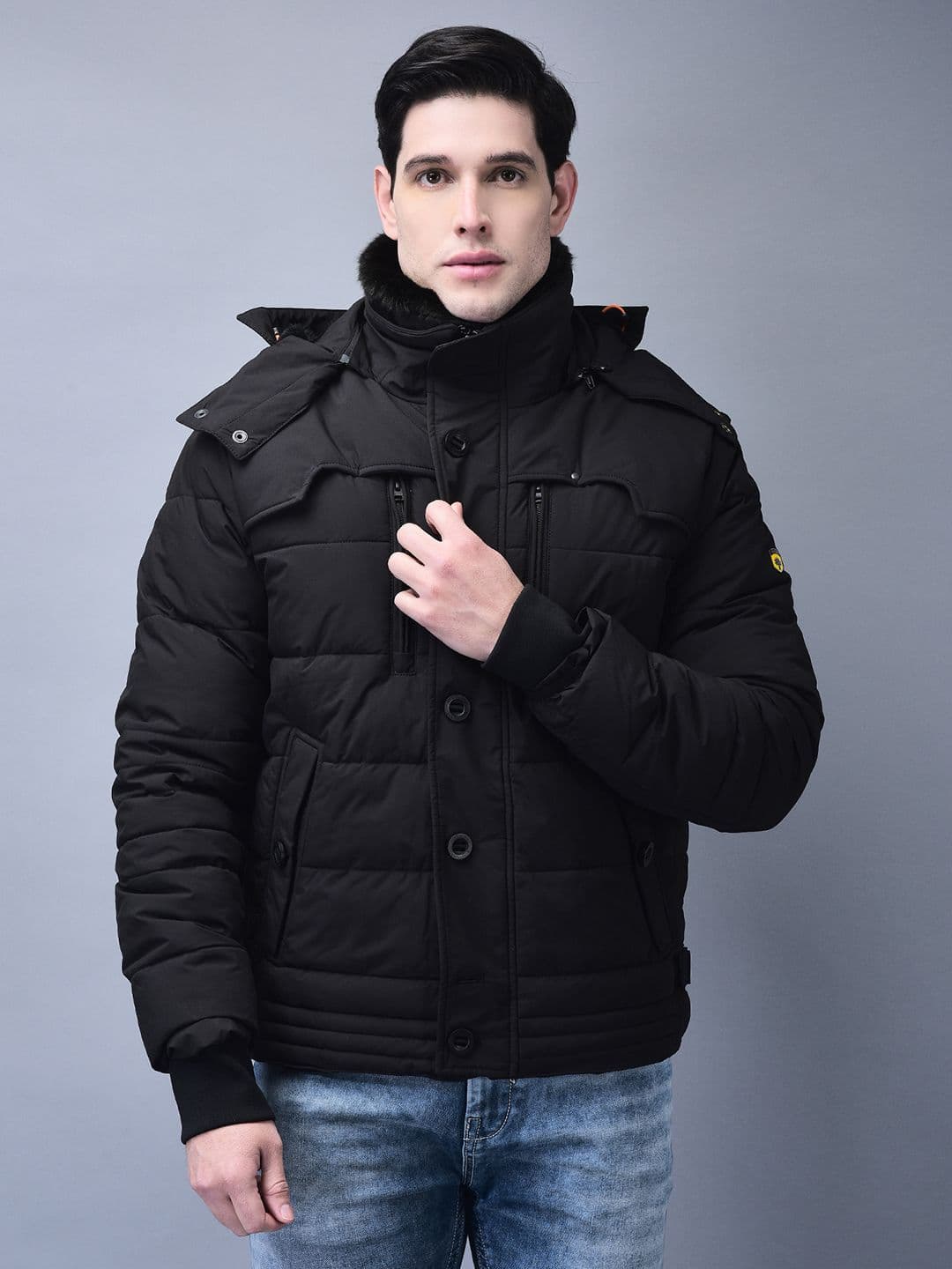 Woodland Men Hooded Solid Casual Padded Jacket - view 1