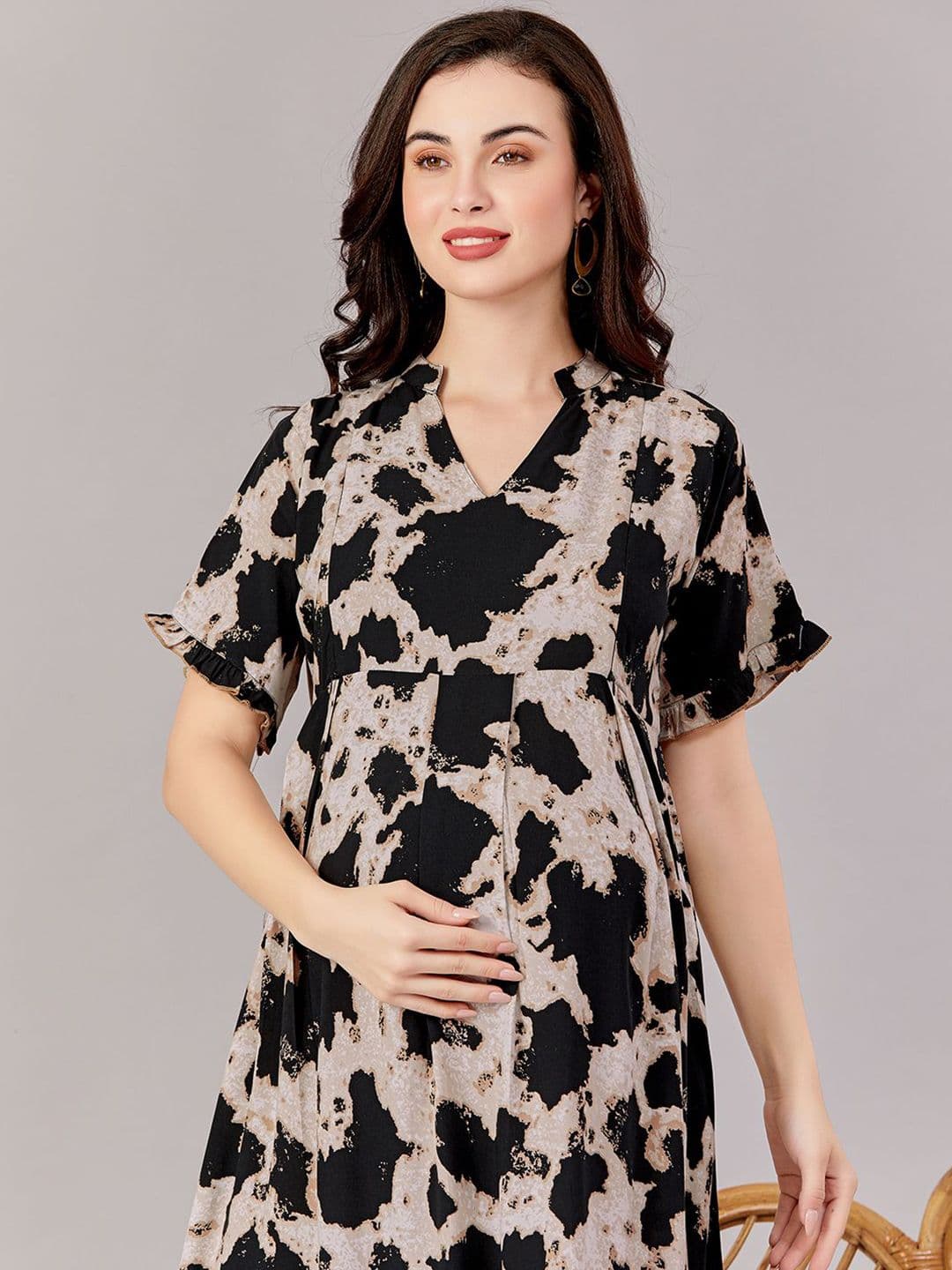 LOVELY MOM'S Women Floral Printed A-Line Maternity Dress - view 1