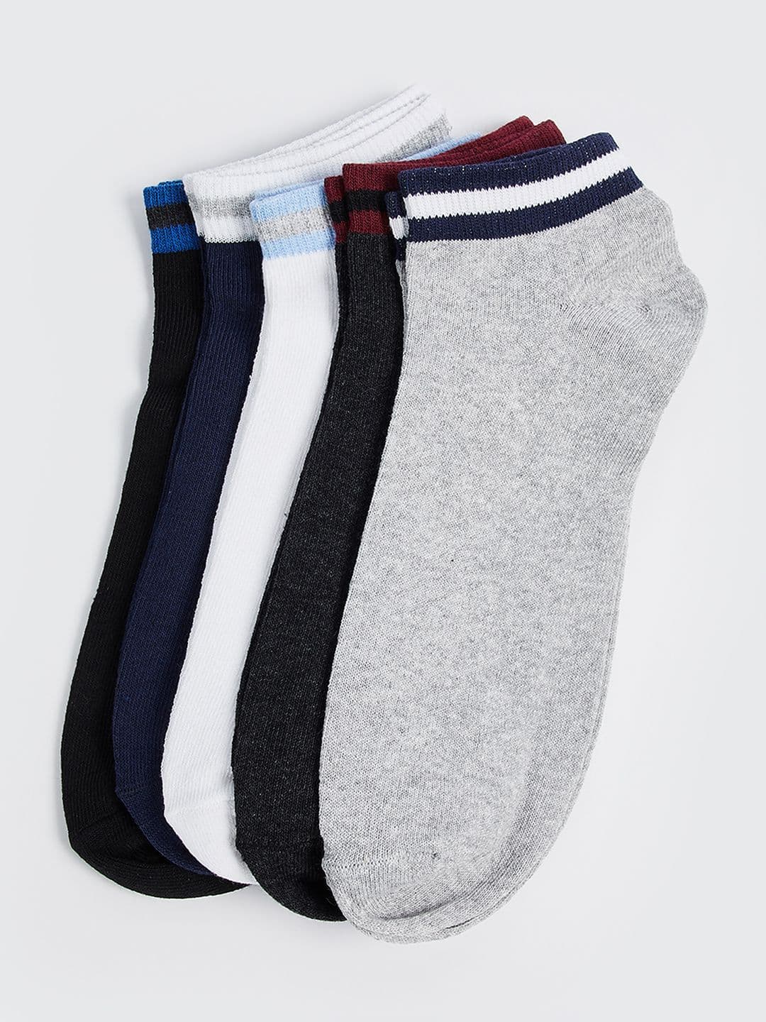 Max Men Pack of 5 Striped Ankle-length Socks - view 1