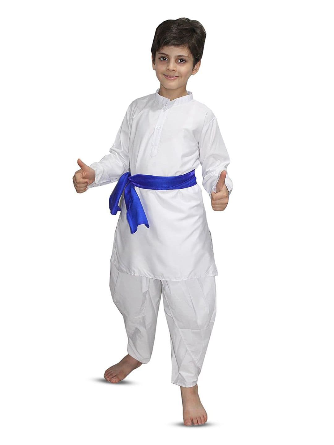 Kaku Fancy dresses Boys Haryanvi Dance White Kurta Costume Kurta With Dhoti Pant & Stole - view 1