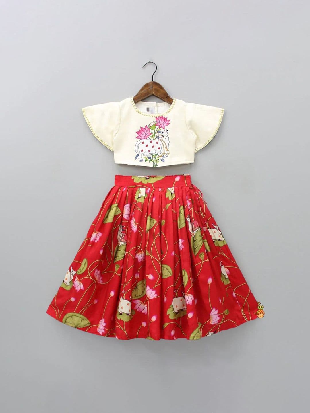 JOVK DESIGN Girls Printed Ready to Wear Lehenga & - view 1