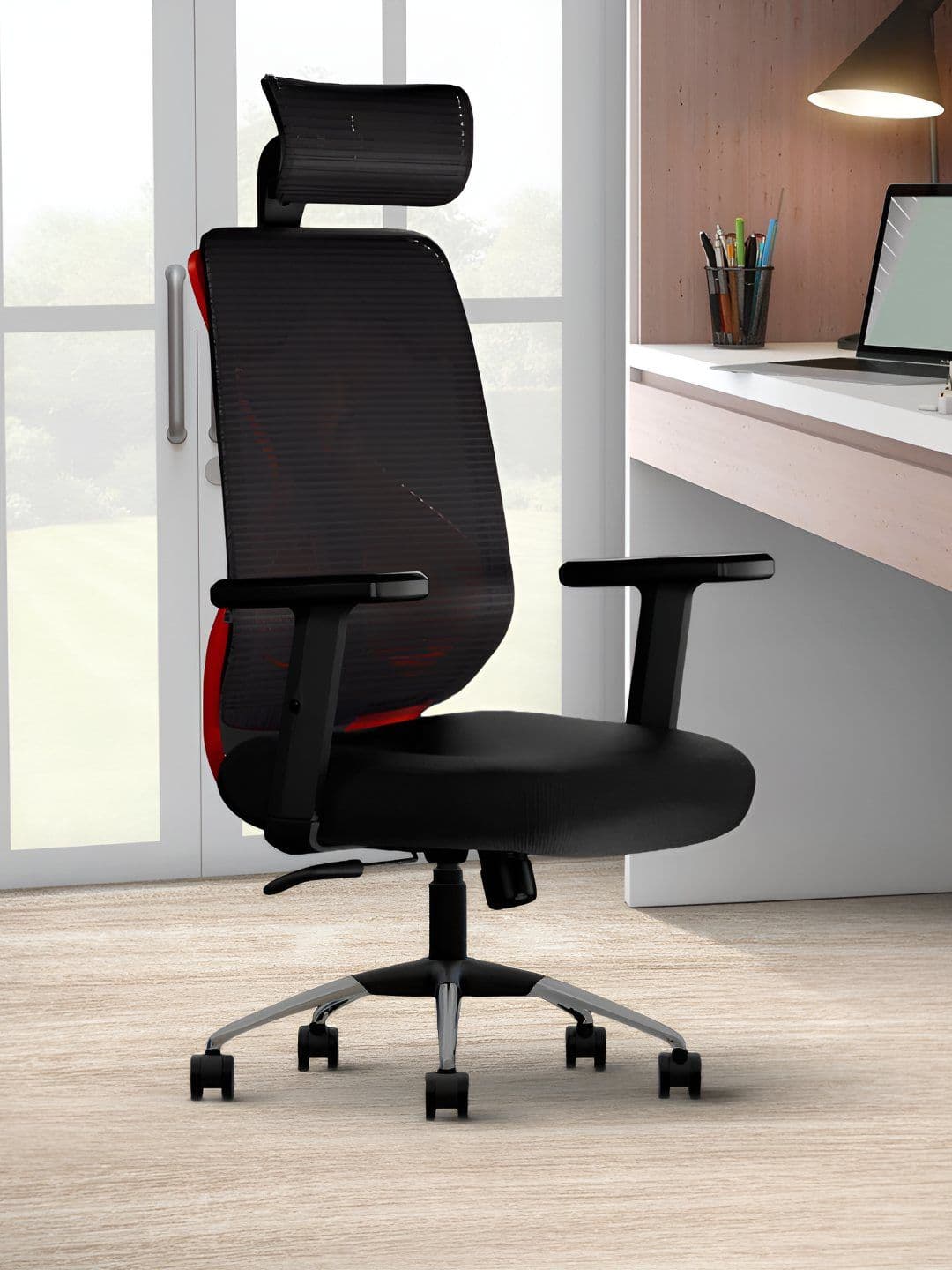 CELLBELL C190 Berlin Black & Red Mesh Executive Office Chair - view 1