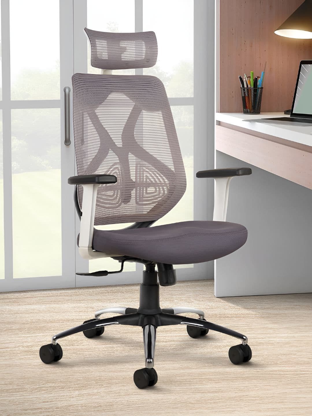 CELLBELL Grey & White C190 Berlin Executive Mesh Office Chair - view 1