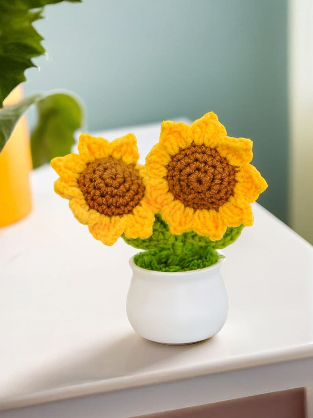 Nostrae by Ekhasa Crochet Yellow Sunflower Artificial Flower with Pot - view 1