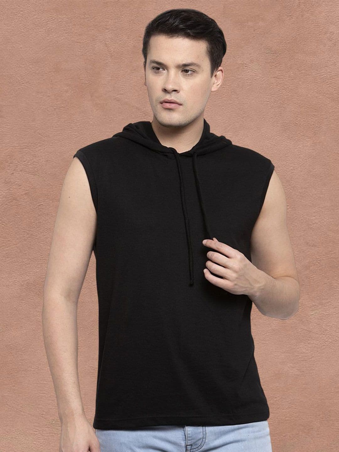 Friskers Men Black Cotton Solid Hoodie T-shirt - view 1