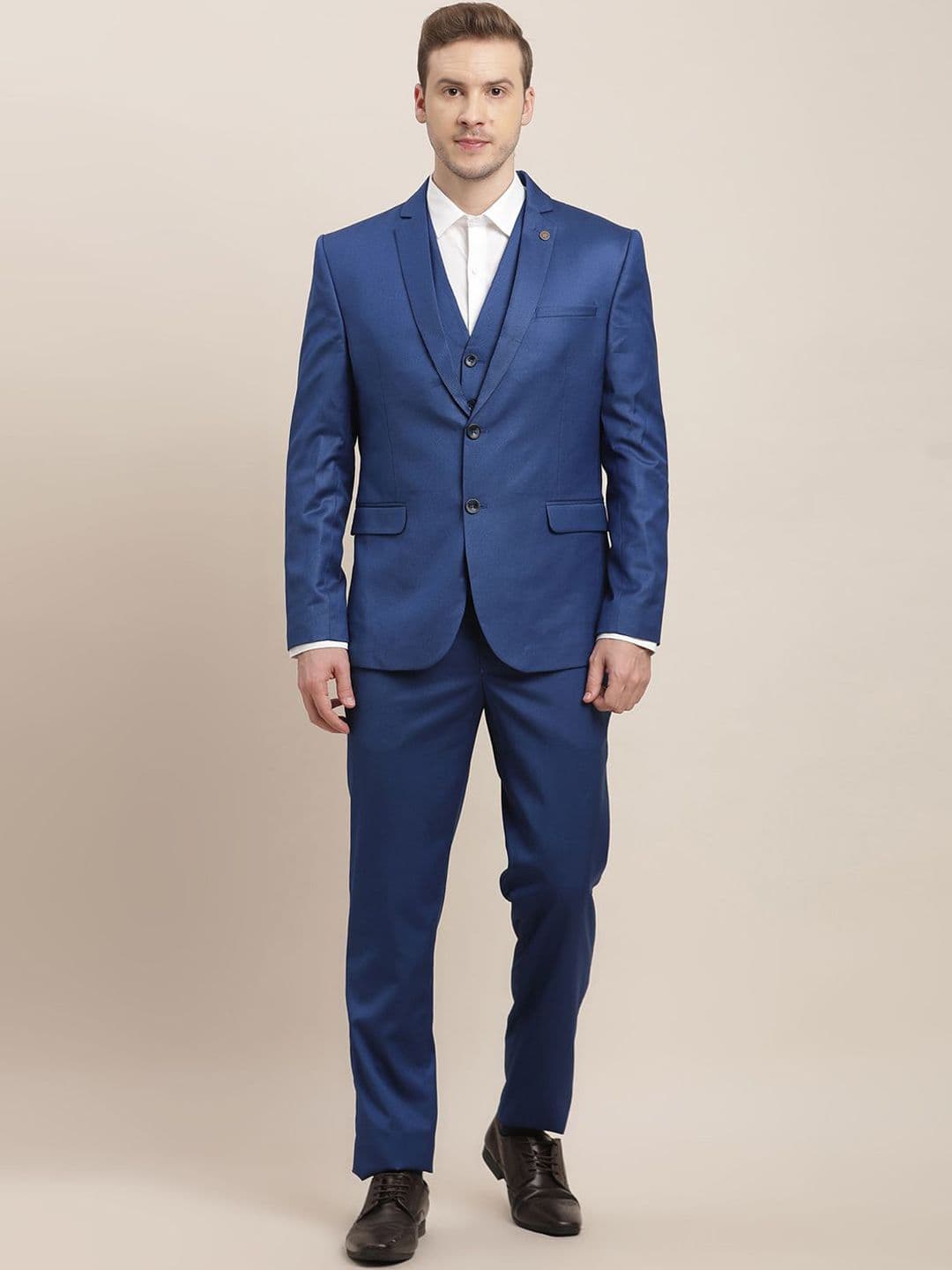 Turtle Men Tailored Fit Pure Cotton Single-Breasted Three-Piece Suit - view 1