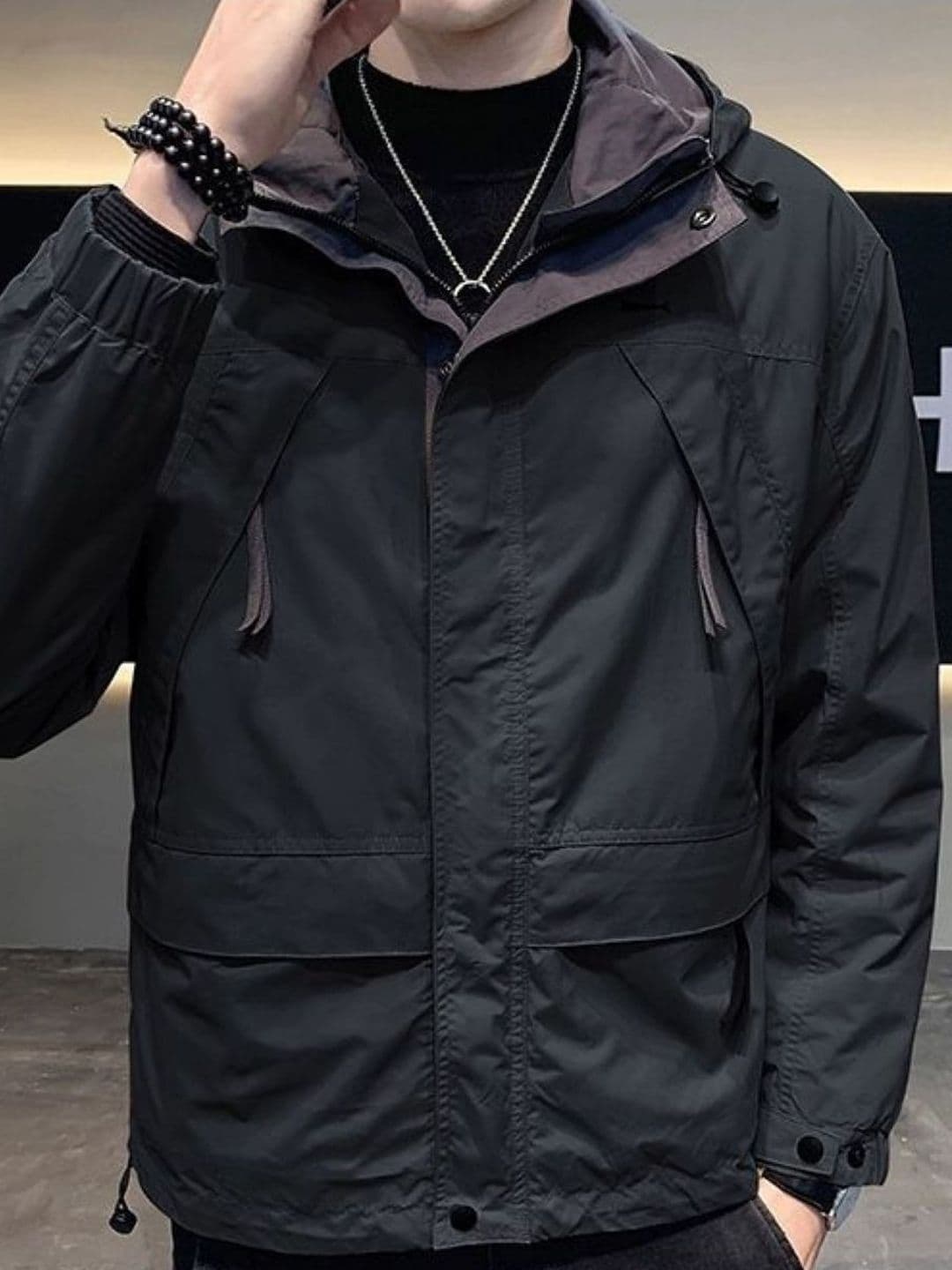HERE&NOW Men Hooded Solid Casual Tailored Jacket - view 1
