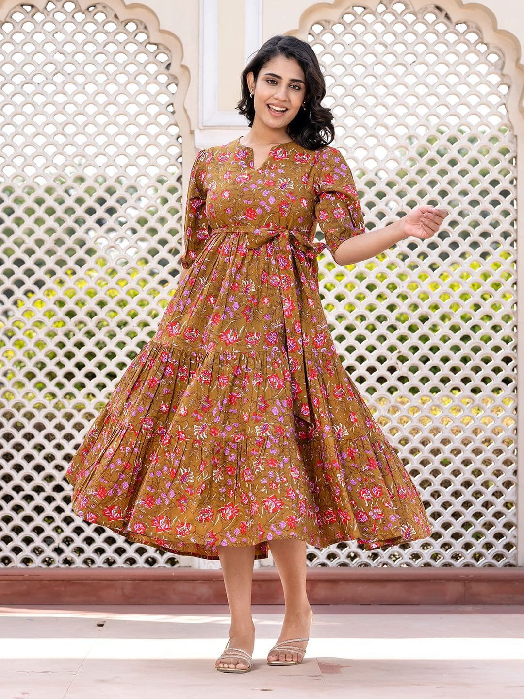 KALINI Floral Print Puff Sleeve Maxi Dress - view 1