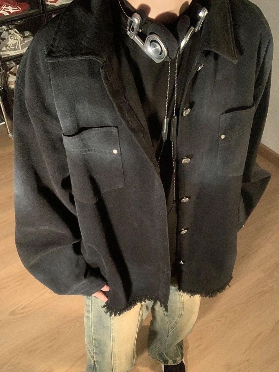 HERE&NOW Men Spread Collar Typography Printed Casual Denim Jacket - view 1