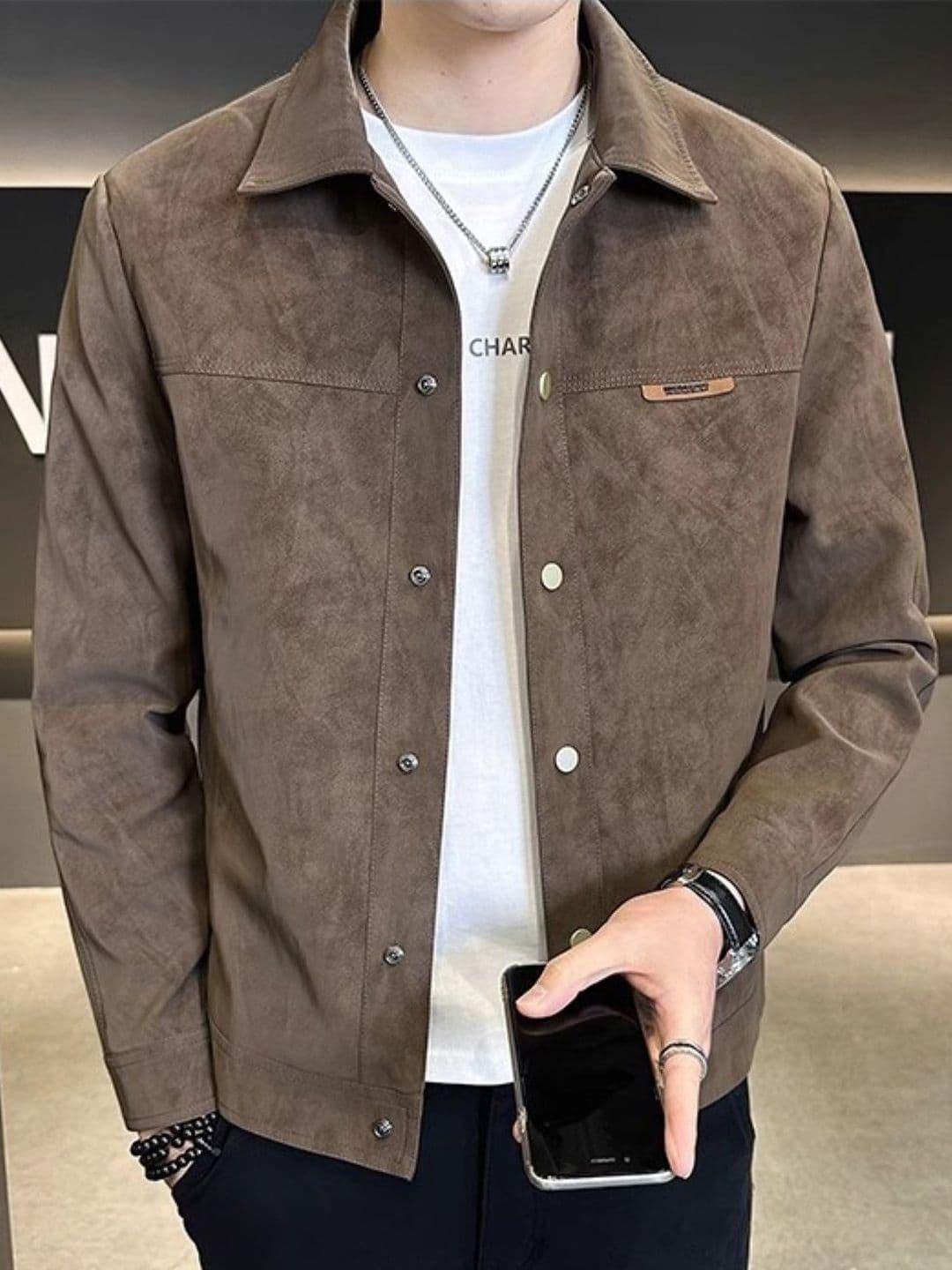 HERE&NOW Men Spread Collar Solid Casual Tailored Jacket - view 1