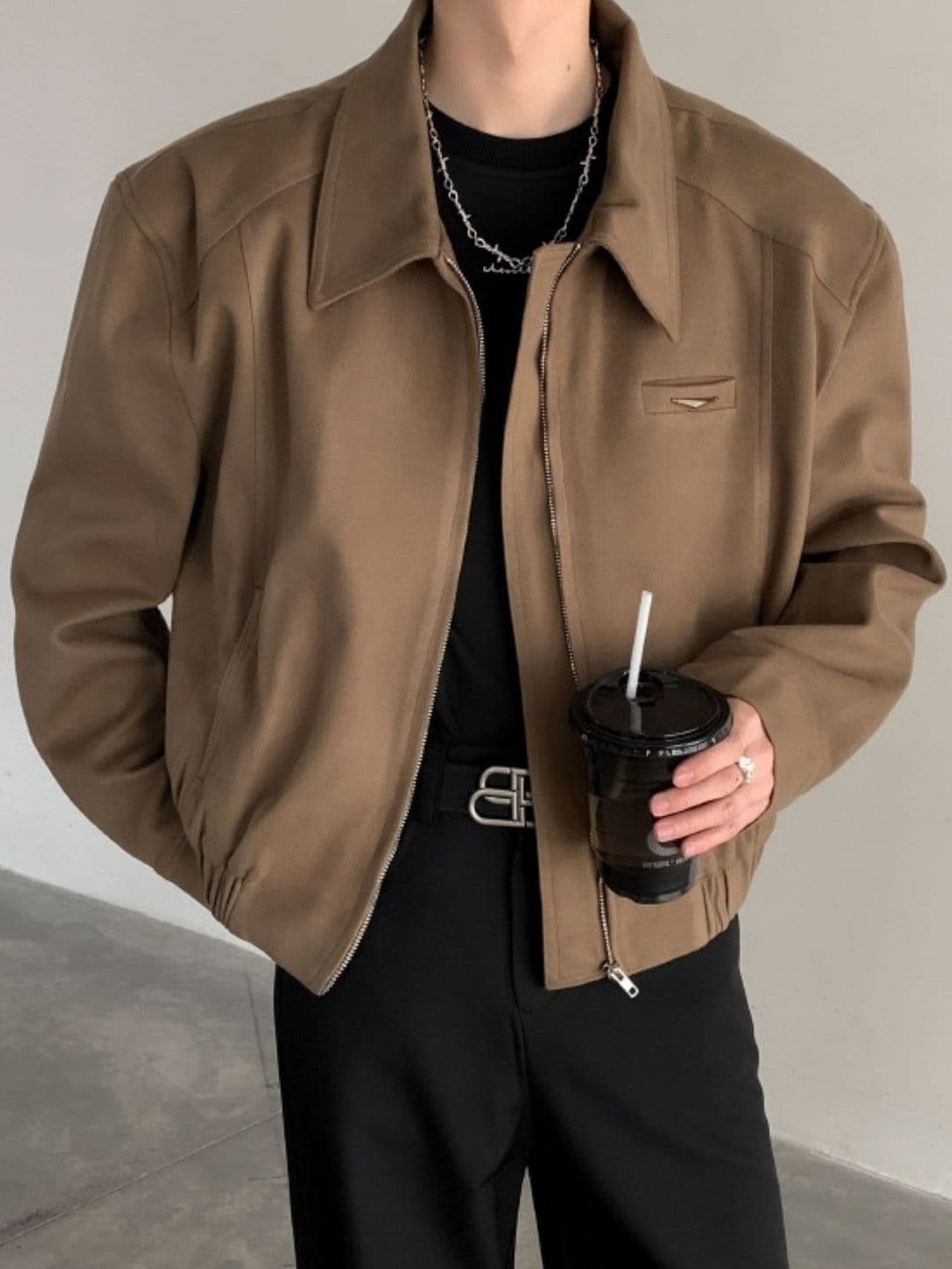 HERE&NOW Men Spread Collar Solid Casual Tailored Jacket - view 1