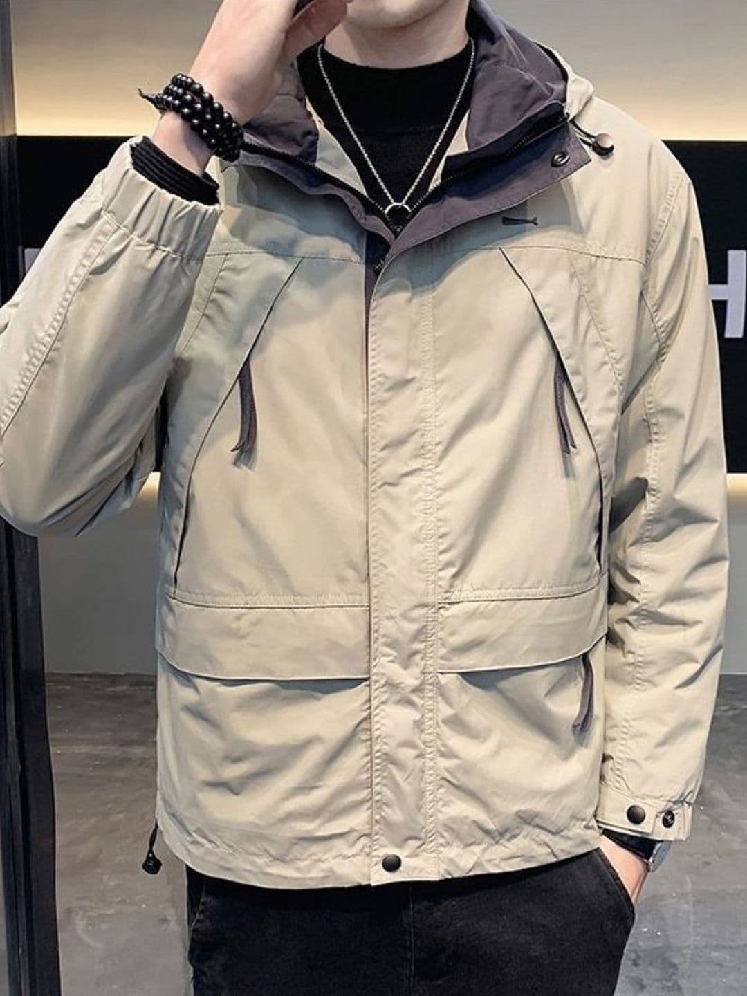HERE&NOW Men Hooded Solid Casual Tailored Jacket - view 1