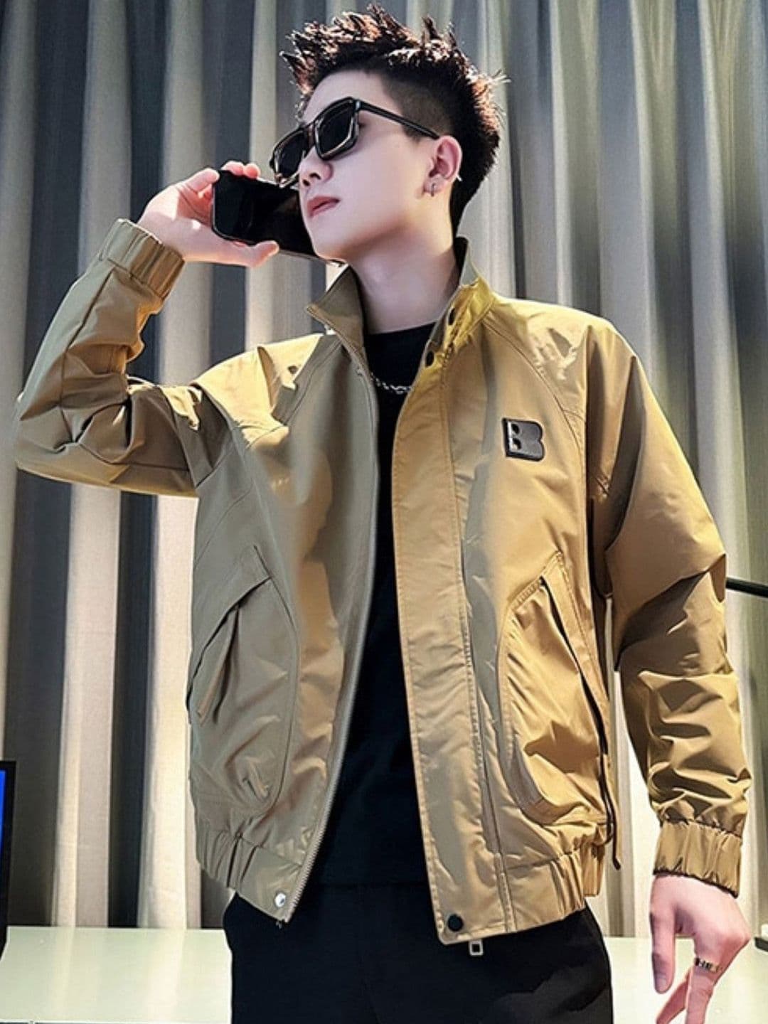 HERE&NOW Men Mock Collar Solid Casual Bomber Jacket - view 1