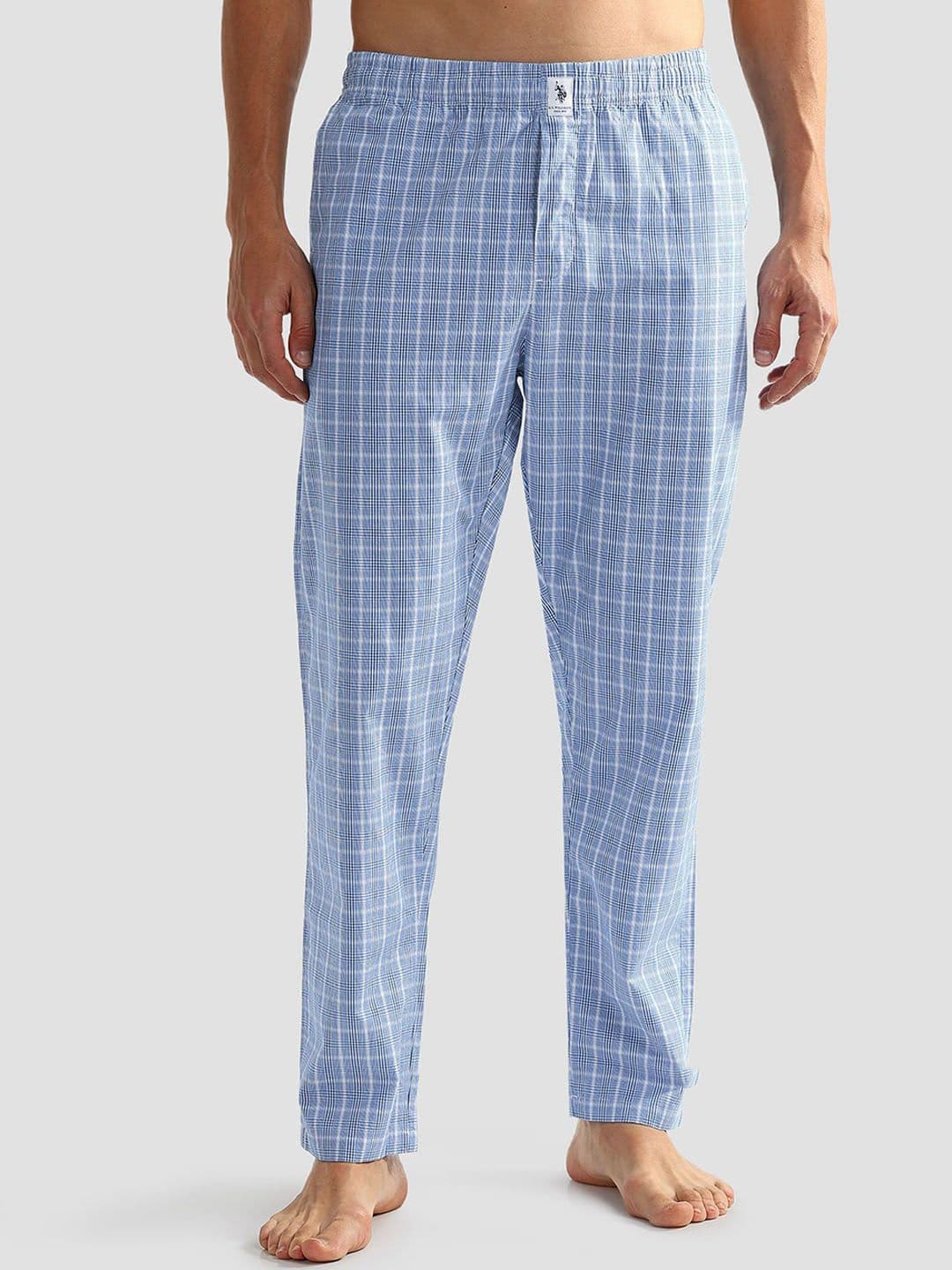U.S. Polo Assn. Men Checked Mid Rise Pure Cotton OELP5 Lounge Pants - view 1