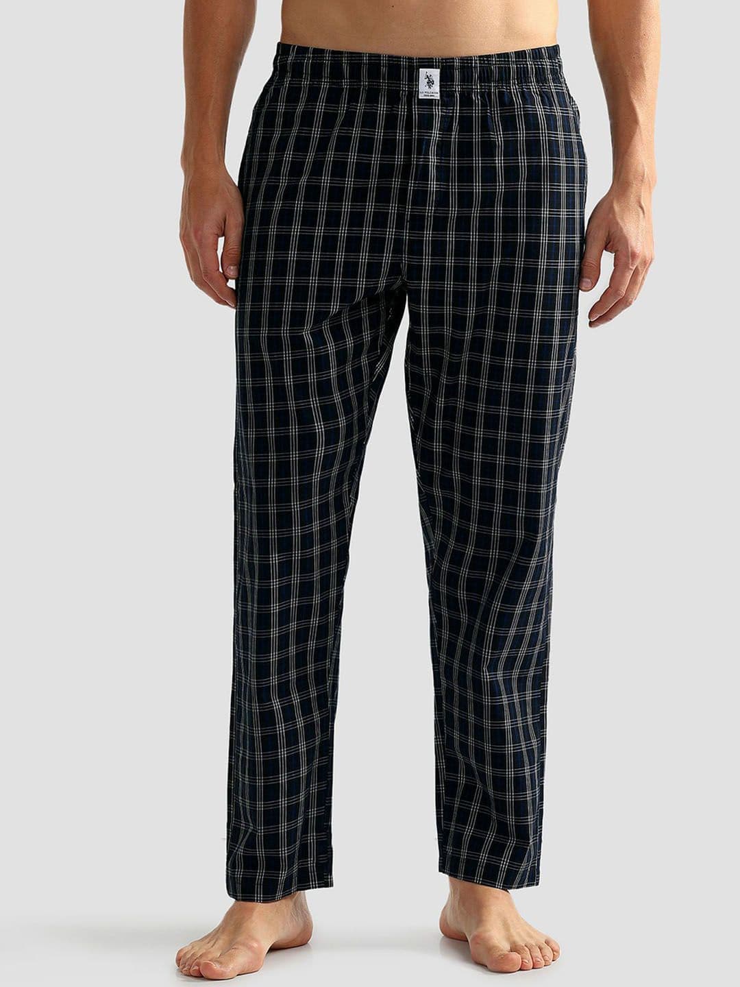 U.S. Polo Assn. Men Checked Mid-Rise Pure Cotton OELP5 Lounge Pants - view 1