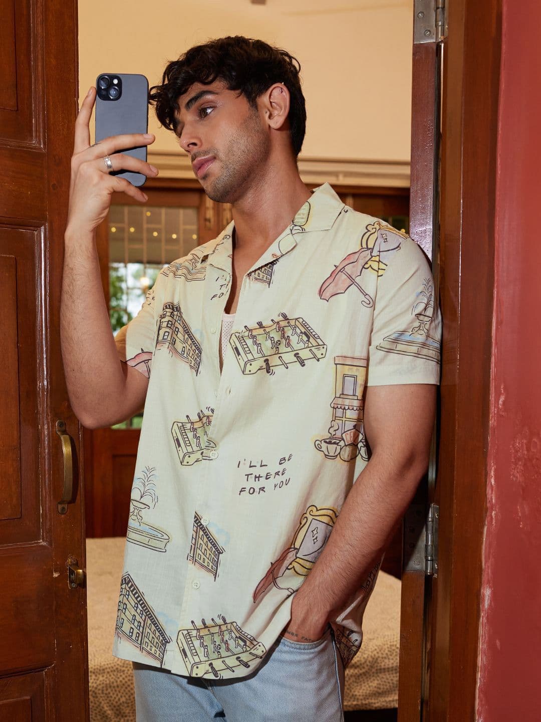 The Souled Store Men FRIENDS Green Printed Cotton Regular Fit Shirts - view 1