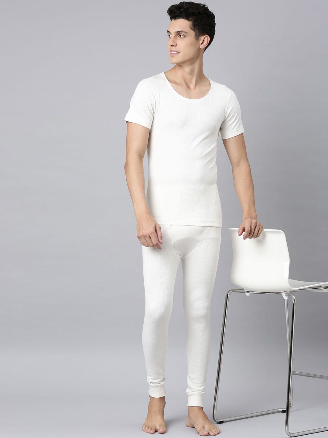 Levis Levi's Round Neck Half Sleeve Thermal Top and Bottom Set For Men's (White) - view 1