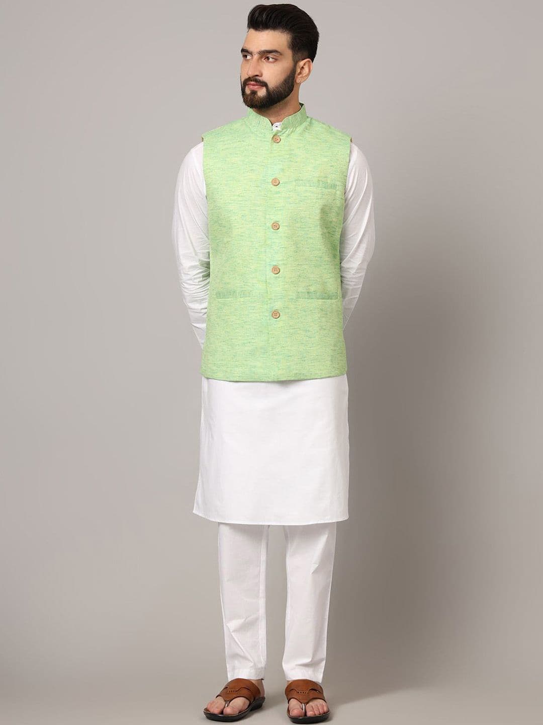 Latest Chikan Garments Men Self Design Nehru Jackets - view 1