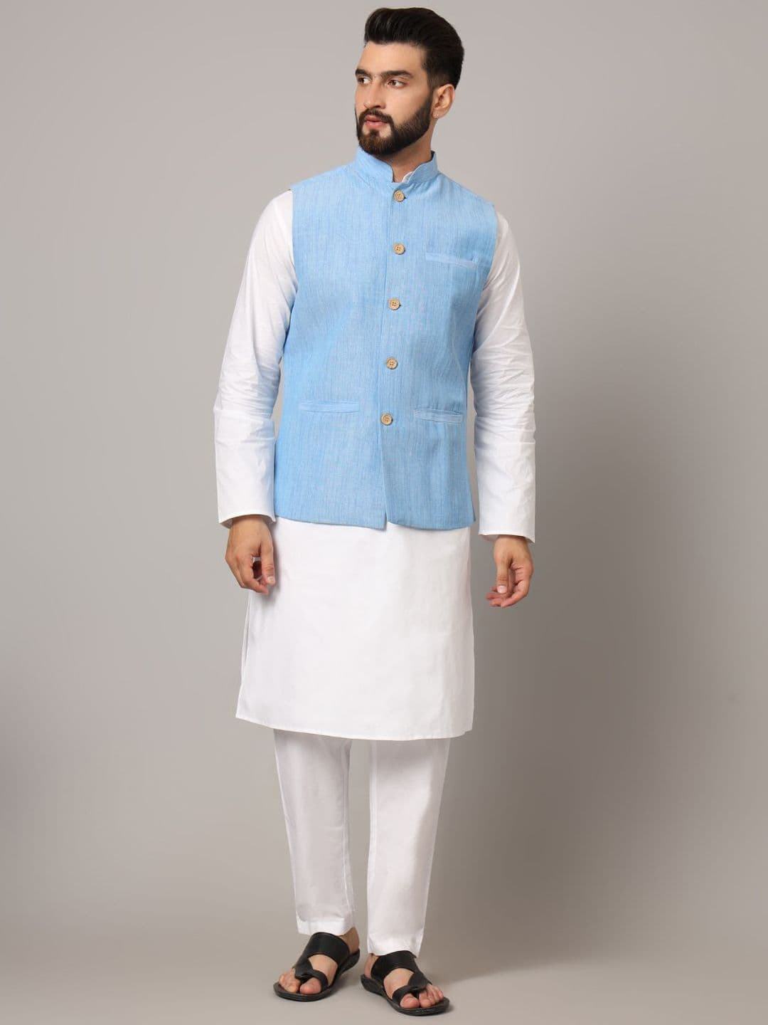 Latest Chikan Garments Woven Design Nehru Jacket - view 1