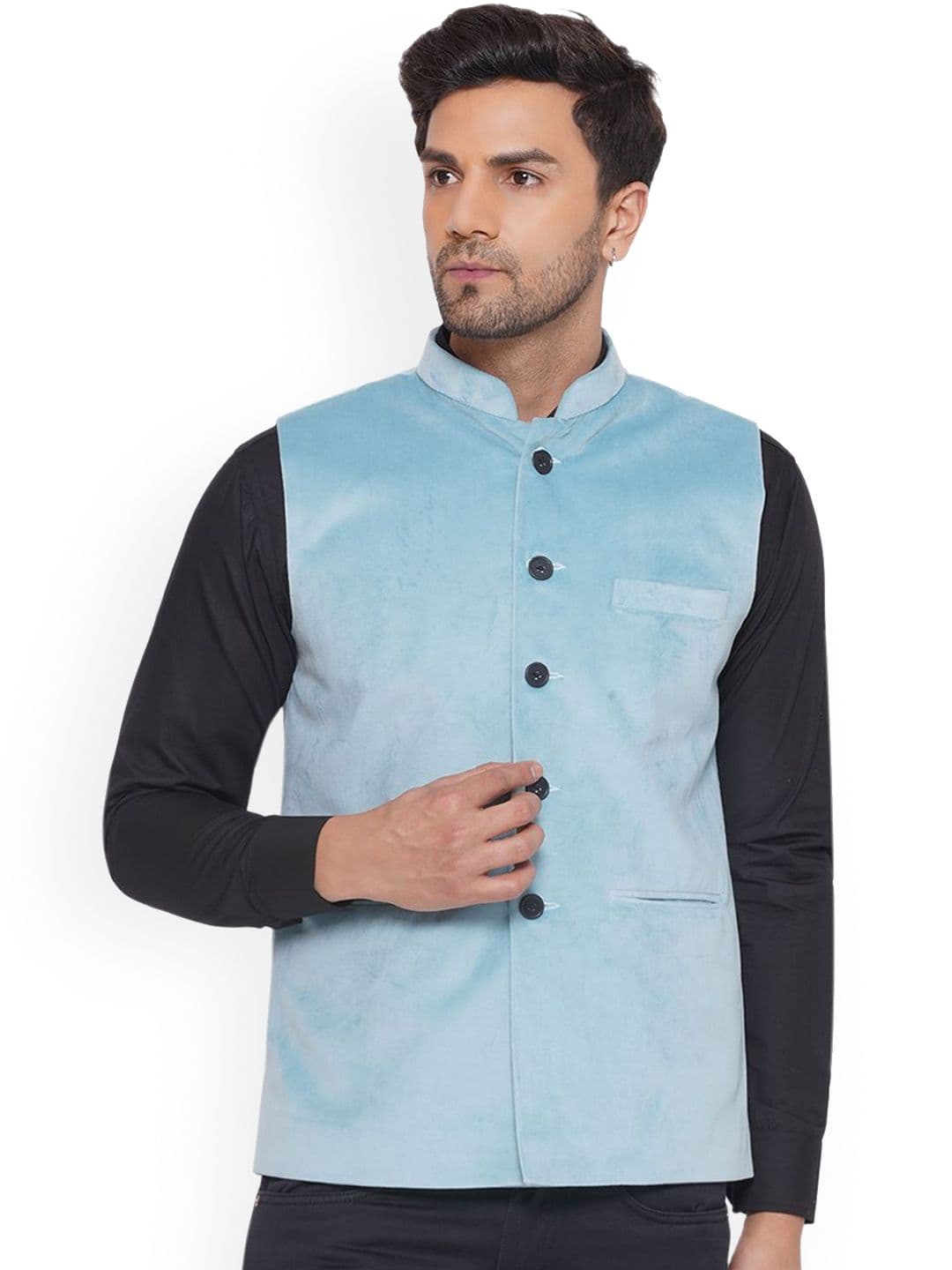 VEERA PARIDHAAN Velvet Nehru Jacket - view 1