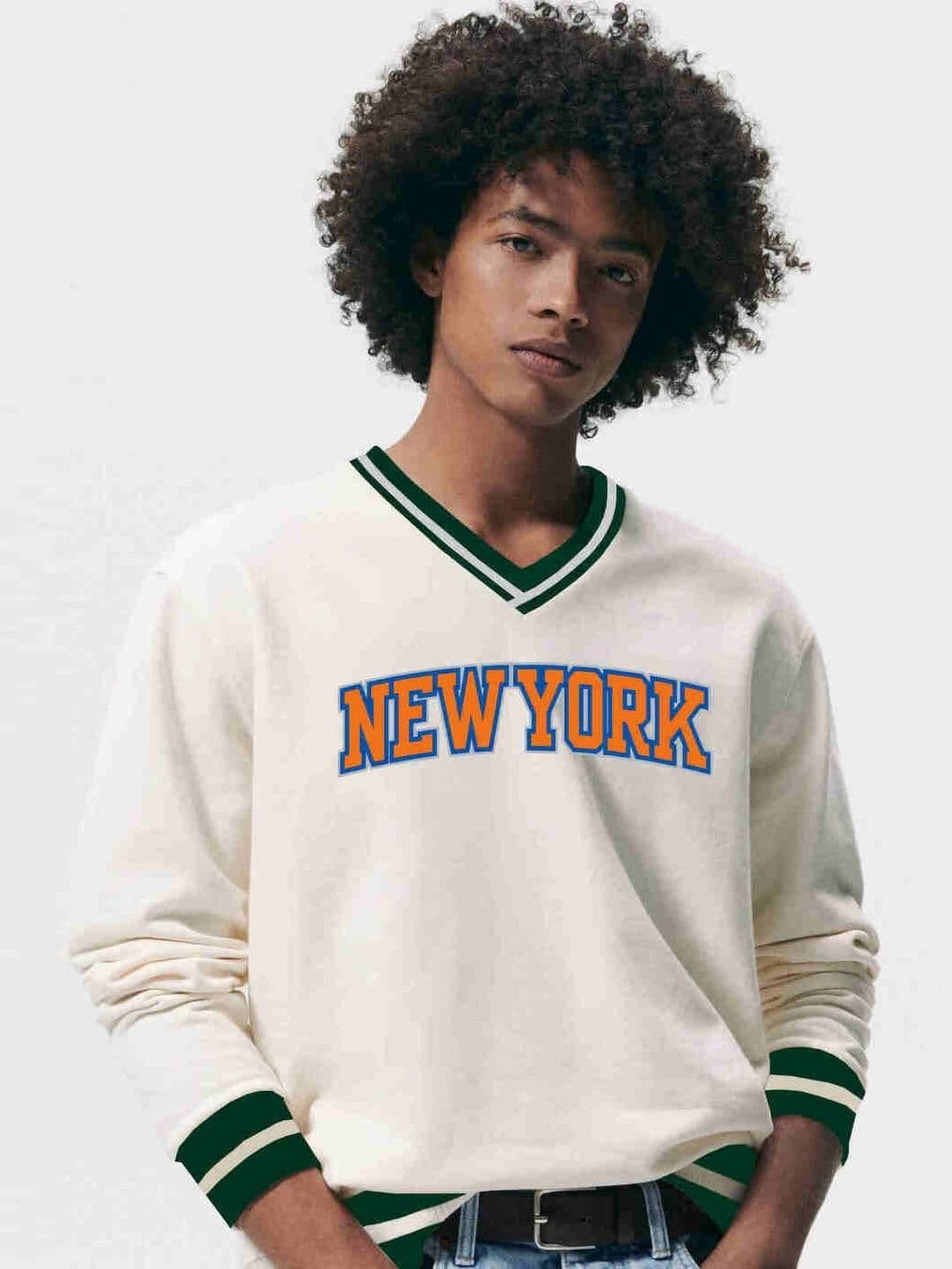 CLAFOUTIS Men Varsity Printed V-Neck T-shirt - view 1