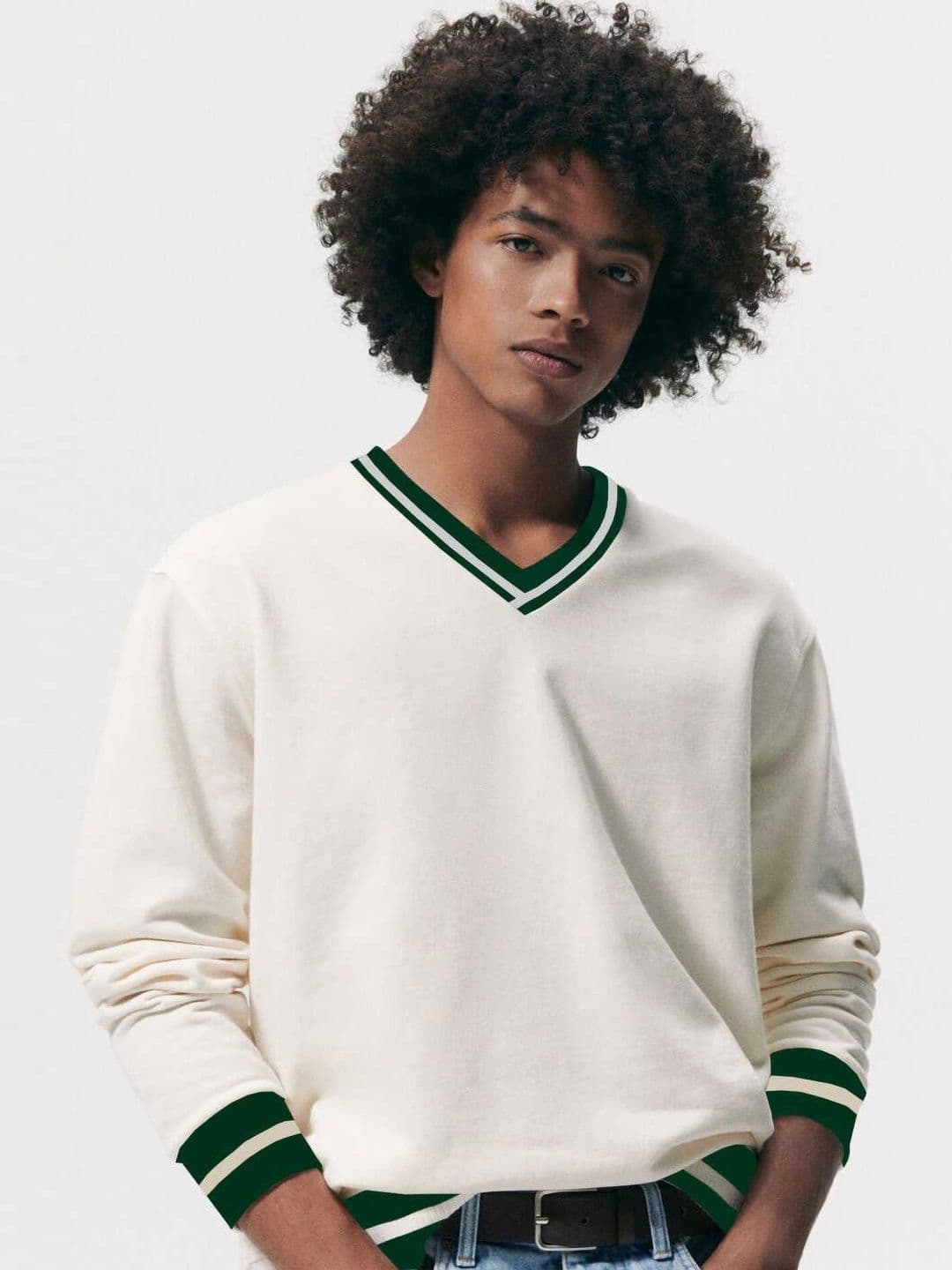 CLAFOUTIS Men Solid V-Neck T-shirt - view 1