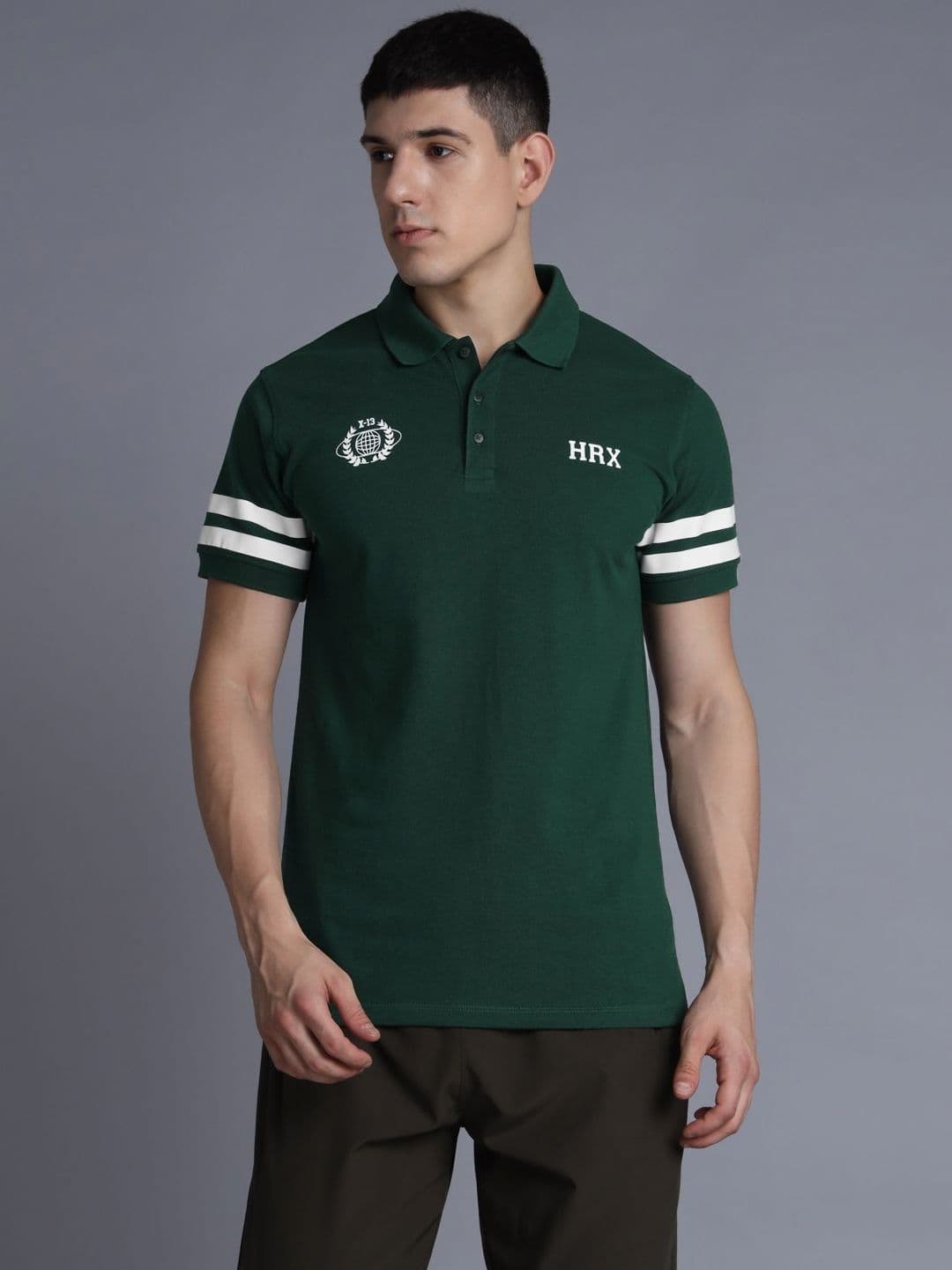 HRX by Hrithik Roshan Men Solid Polo Collar Cotton T-shirt - view 1