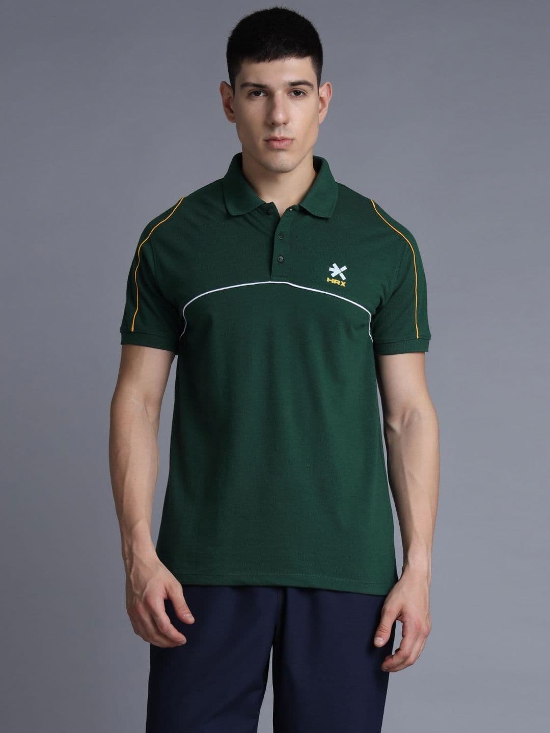 HRX by Hrithik Roshan Men Solid Polo Collar Cotton T-shirt - view 1