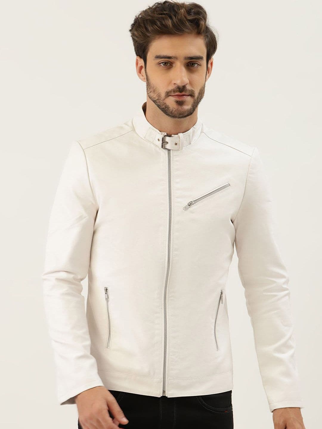 Leather Retail Men Lightweight Biker Jacket - view 1