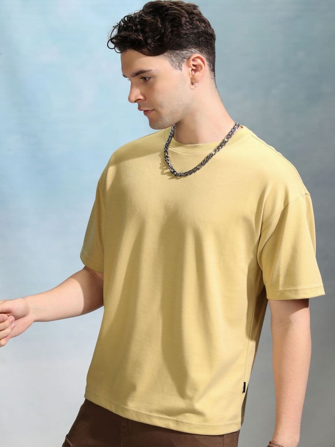 HIGHLANDER Men Solid Round Neck Cotton Oversized Sports T-Shirt - view 1