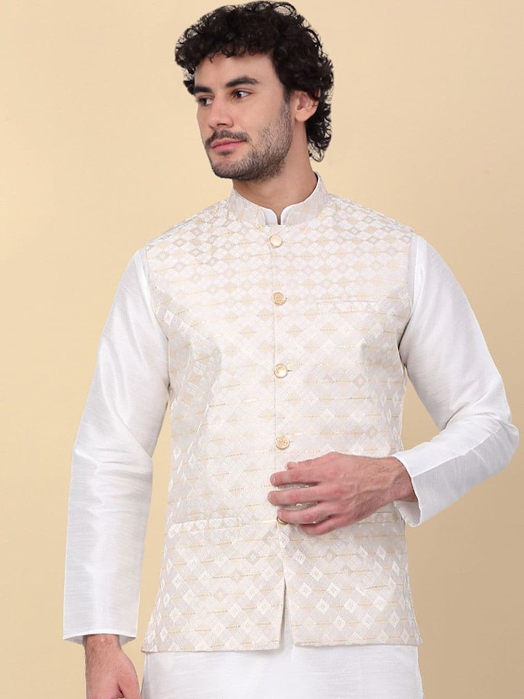 KRAFT INDIA Sequence Work Woven Nehru Jacket - view 1
