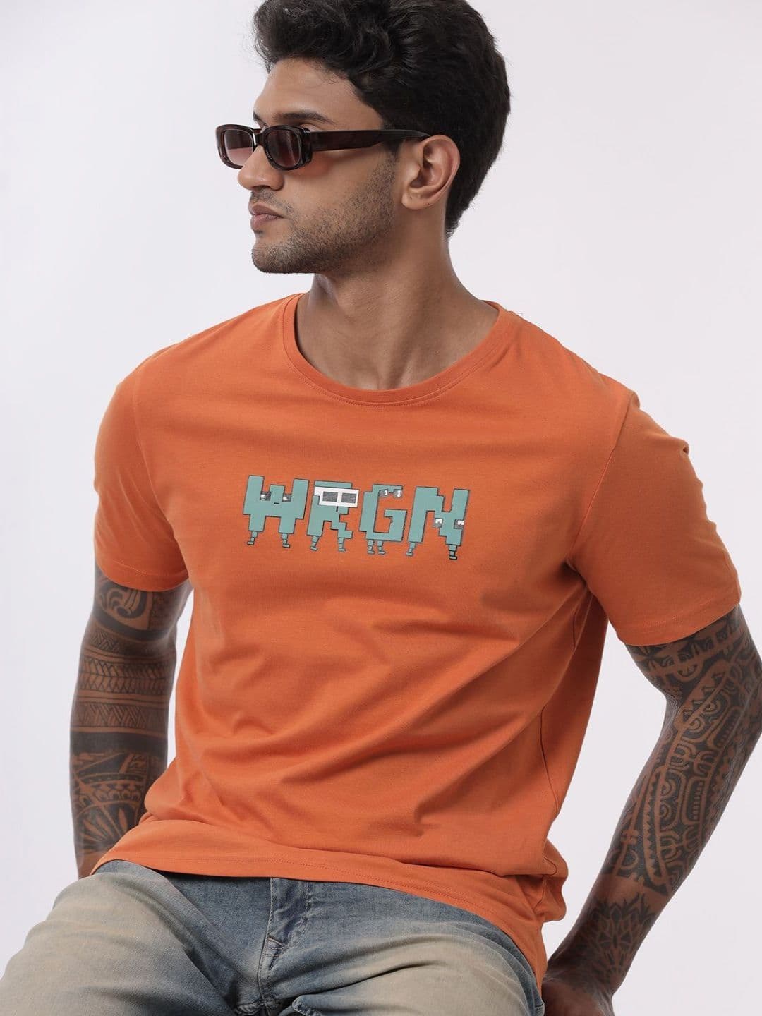 WROGN Men Typography Printed Round Neck Cotton Slim Fit T-shirt - view 1