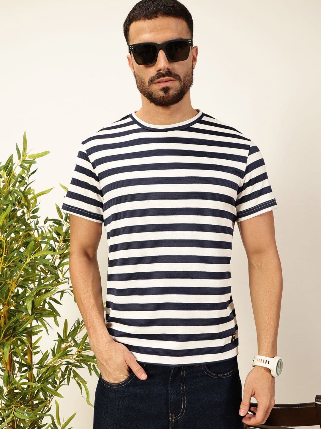 Thomas Scott Men Anti Odour Striped Round Neck T-shirt - view 1