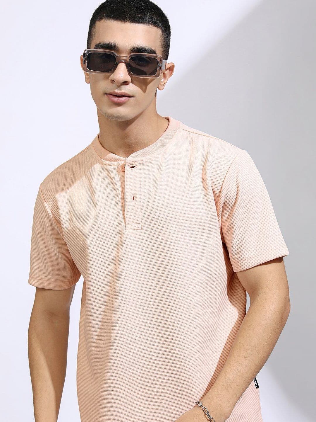 HIGHLANDER Men Henley Neck Textured Relaxed Fit Tshirt - view 1