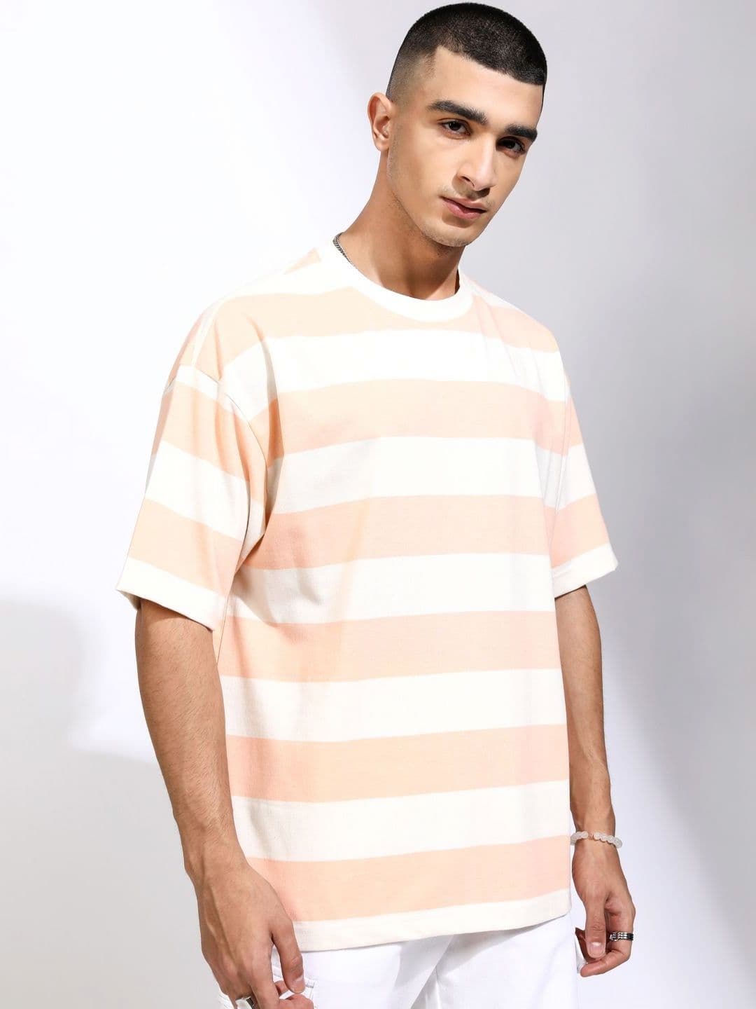 HIGHLANDER Striped Drop-Shoulder Sleeves Oversized T-shirt - view 1