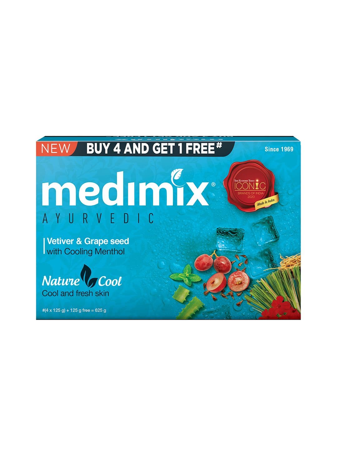 medimix AYURVEDIC Set Of 5 Nature Cool Soap With Vetiver, Grape Seed and Menthol - 625g - view 1