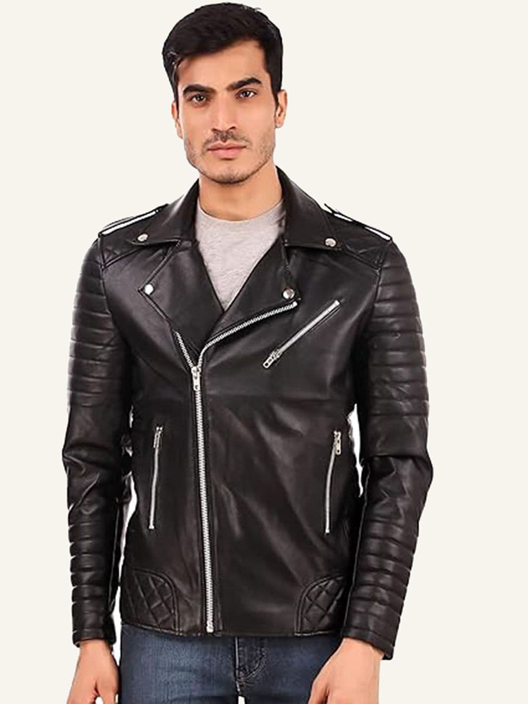 Leather Retail Men Biker Jacket - view 1