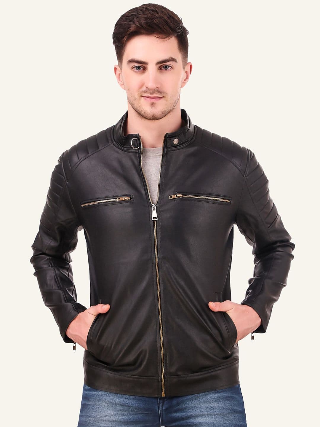 Leather Retail Men Biker Jacket - view 1