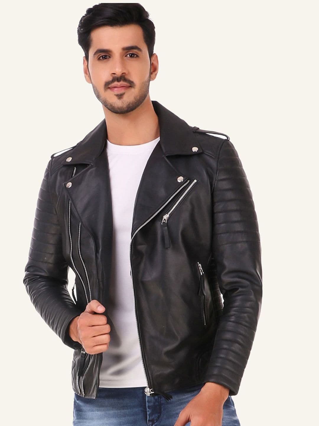 Leather Retail Men Biker Jacket - view 1