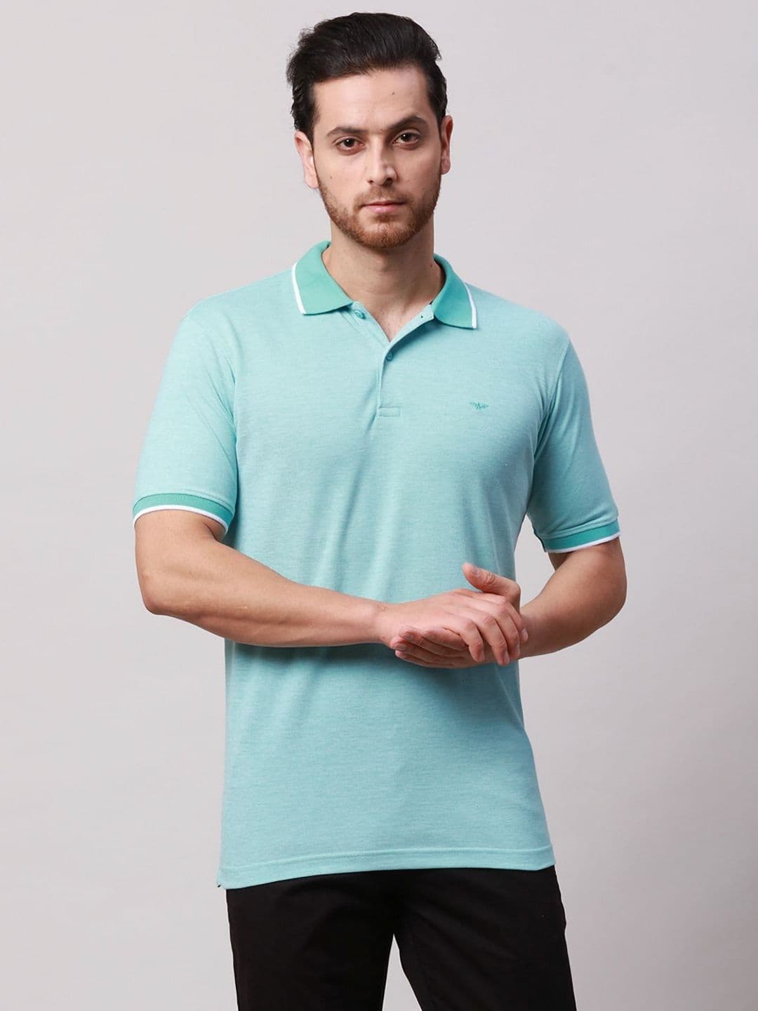 Park Avenue Men Polo Collar Pockets Slim Fit T-shirt - view 1