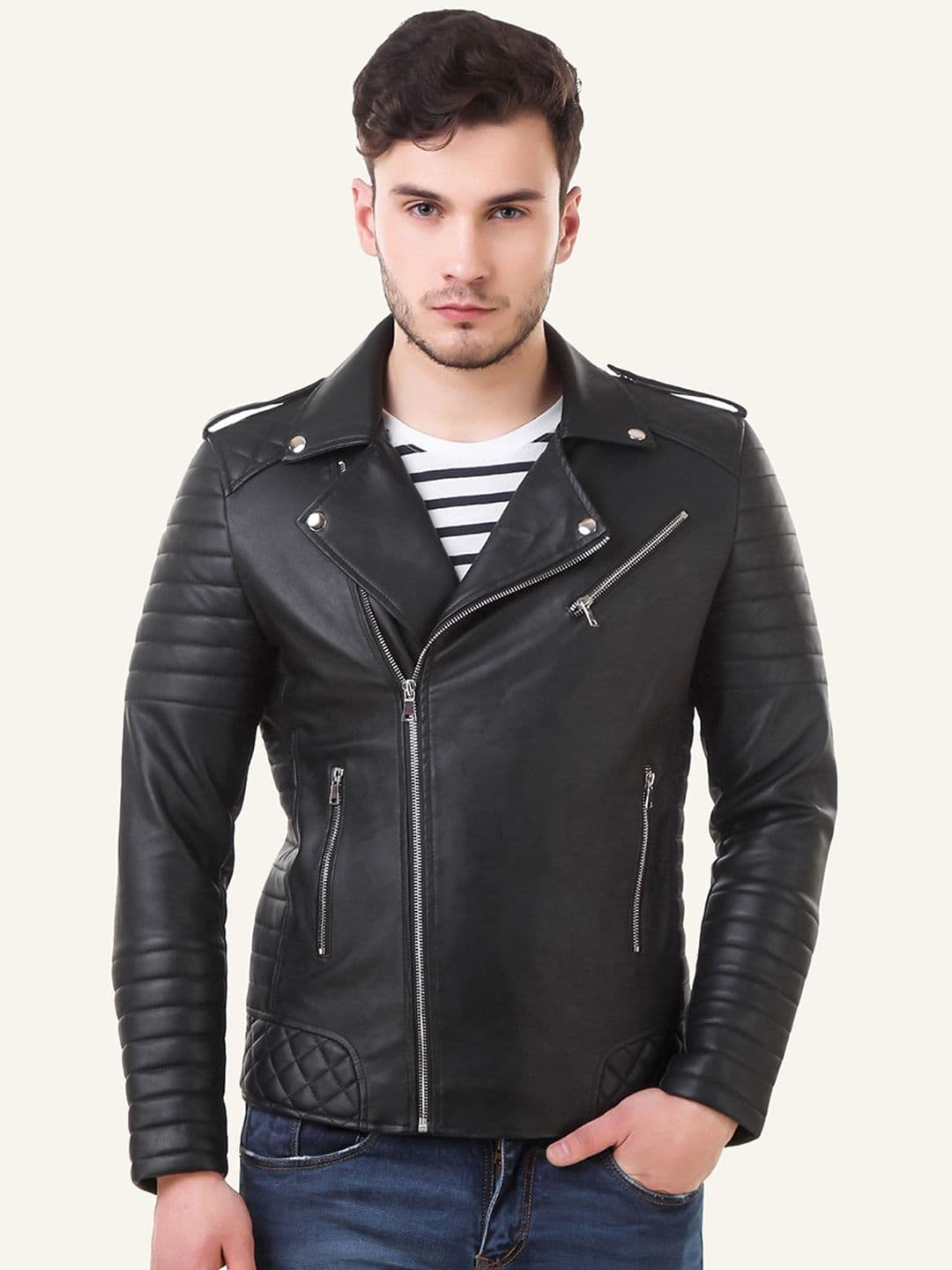 Leather Retail Men Biker Jacket - view 1